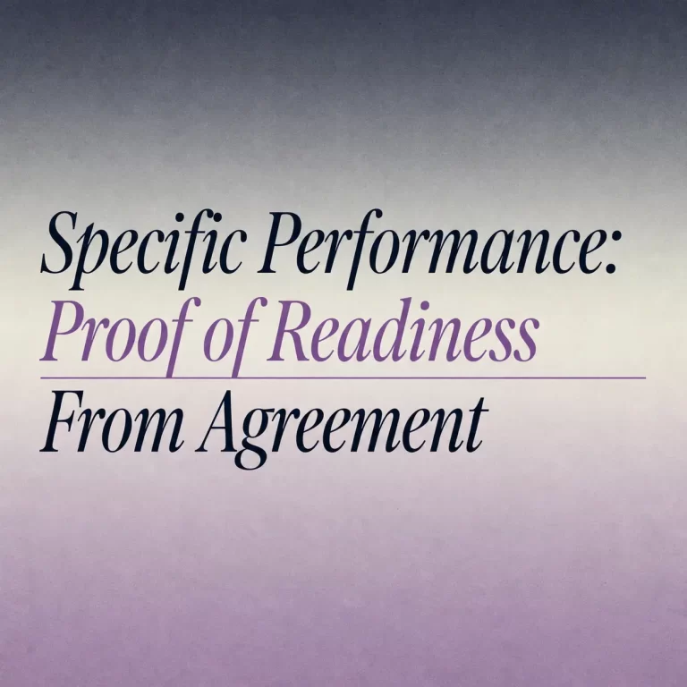 Specific Performance: Proof of Readiness From Agreement